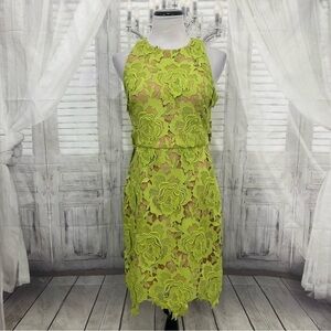 Adelyn Rae Size Medium M Cassie 3D Crochet Mini Dress in Lime Green Tinker Bell